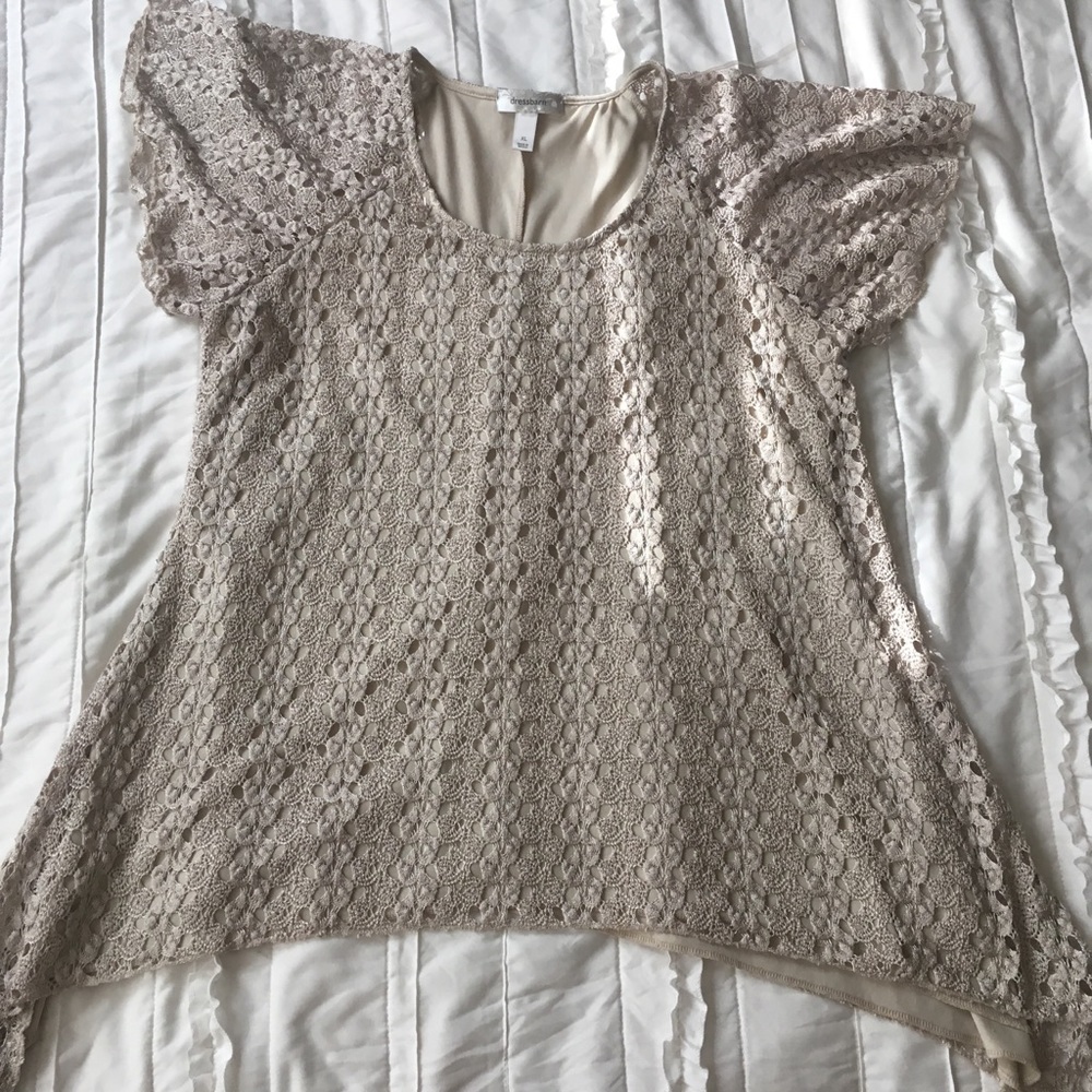 cream short sleeve blouse